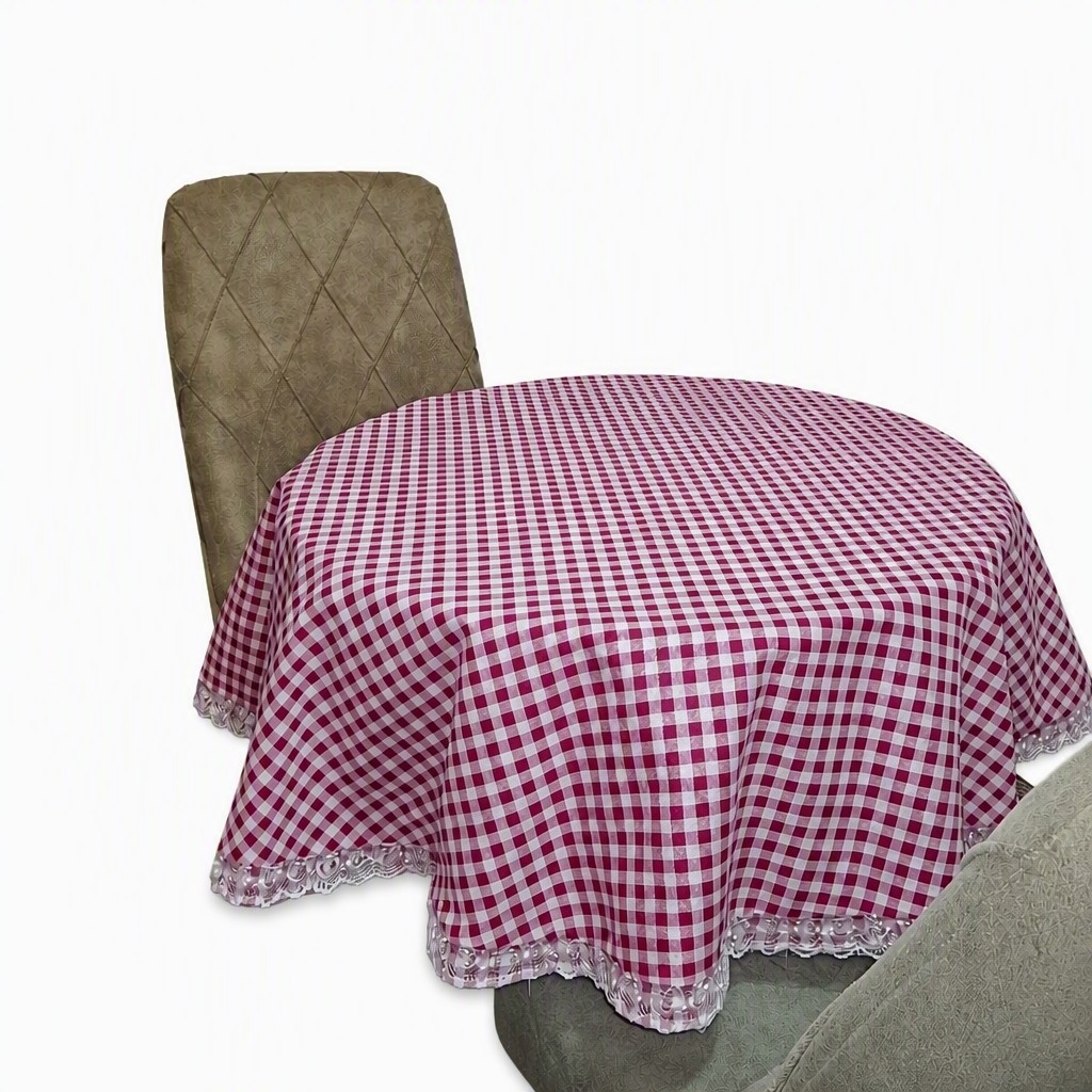 رومیزی گرد چهارخونه
